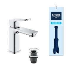 Змішувач для раковини Grohe QuickFix Dice S-розміру, довж. виливу - 106мм, неповоротний, 1 важіль, хром Змішувач для раковини Grohe QuickFix Dice S-розміру, довж. виливу - 106мм, неповоротний, 1 важіль, хром