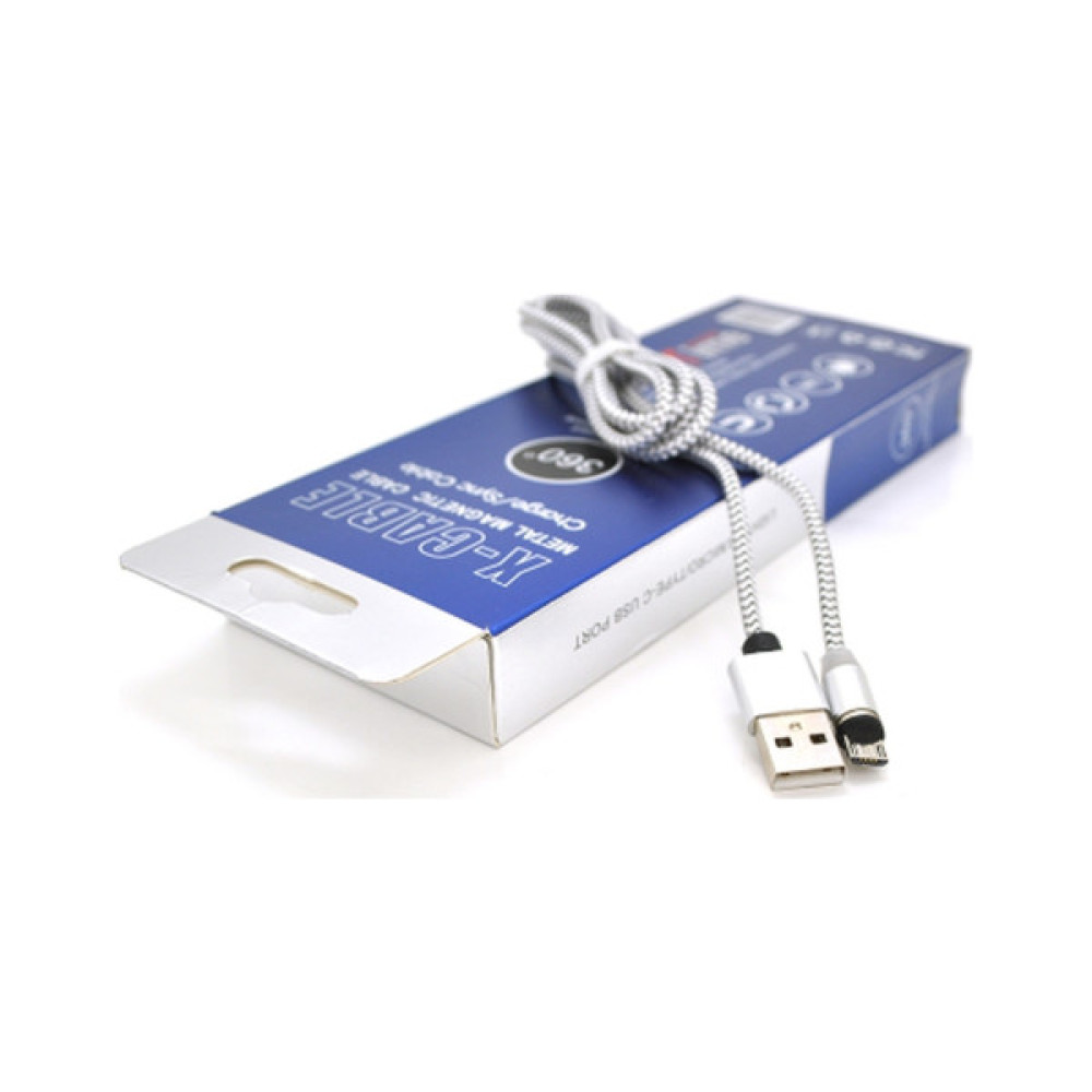 Дата кабель USB 2.0 to Lightning 1.0m 2A magnetic nylon silver PiPo (18168)