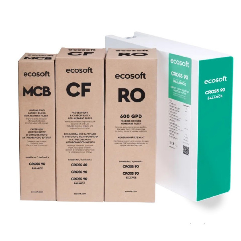 Фільтр зворотного осмосу Ecosoft Cross90 Balance, мембрана 600gpd