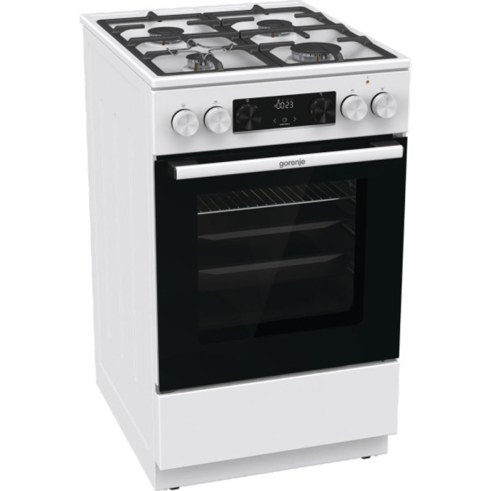 Плита Gorenje комбінована, 70л, 50x60см, дисплей, IconLed, чавун, білий