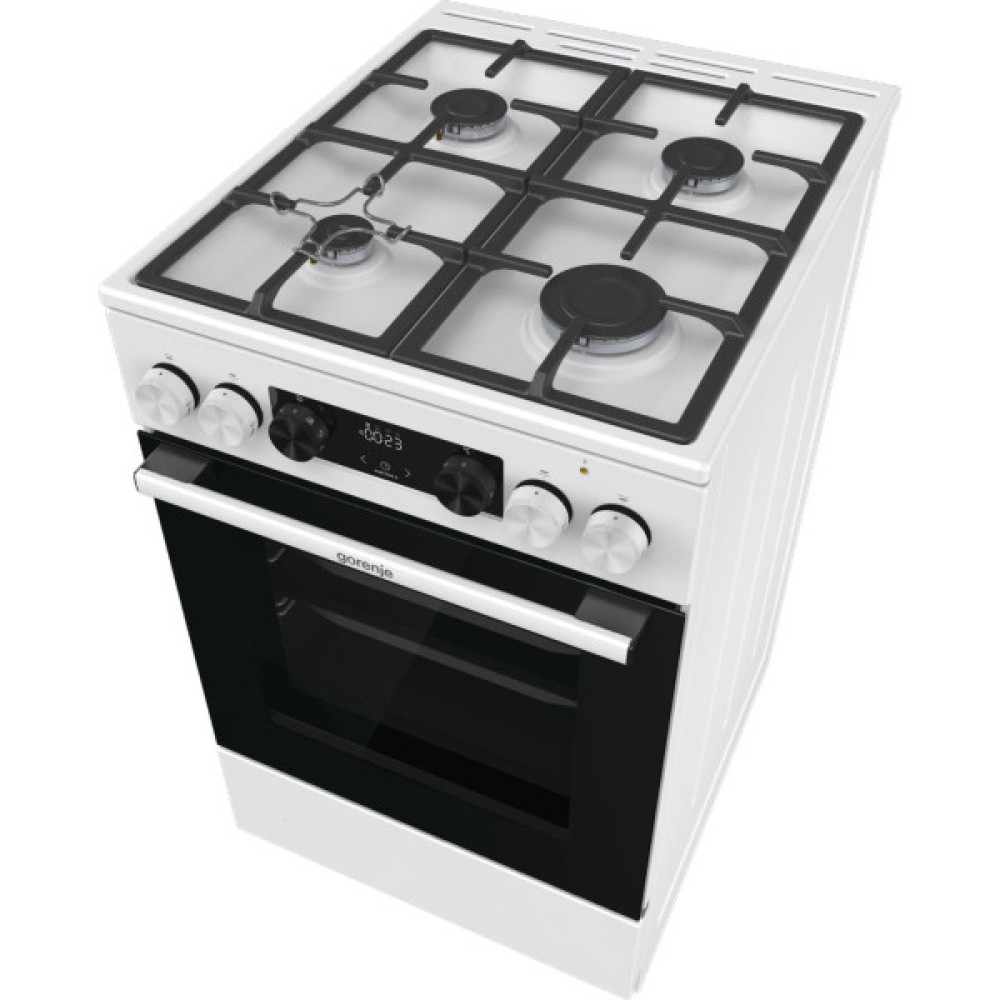 Плита Gorenje комбінована, 70л, 50x60см, дисплей, IconLed, чавун, білий