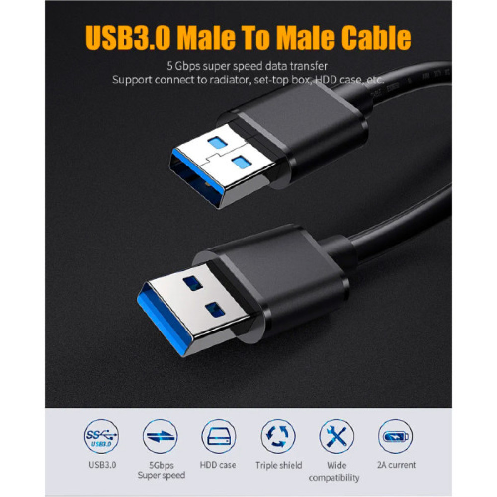 Дата кабель USB 3.0 AM/AM 2.0m 5Gbps black Essager (EXCAA-YTD01)