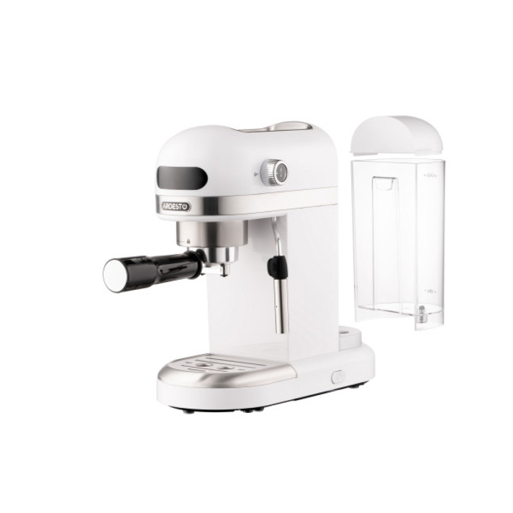 Кавоварка ARDESTO ріжкова 1.4л, мелена, ручний капучинатор, підігрів чашок, білий