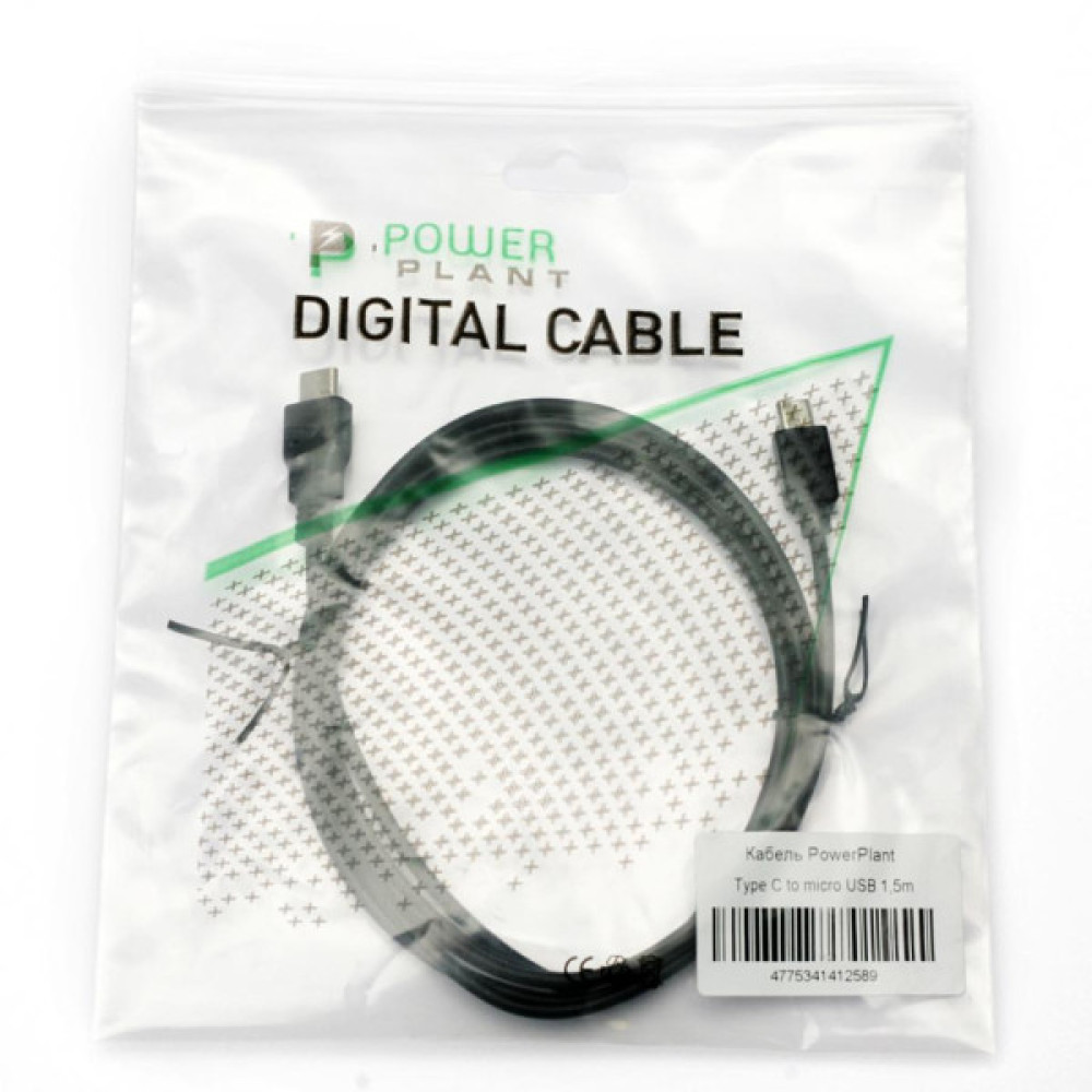 Дата кабель USB-C to Micro 5P 1.5m PowerPlant (KD00AS1258)
