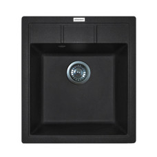 Мийка кухонна Adamant Brick, штучний камінь, квадрат, без крила, 460x515x200мм, чаша - 1, врізна, чорний