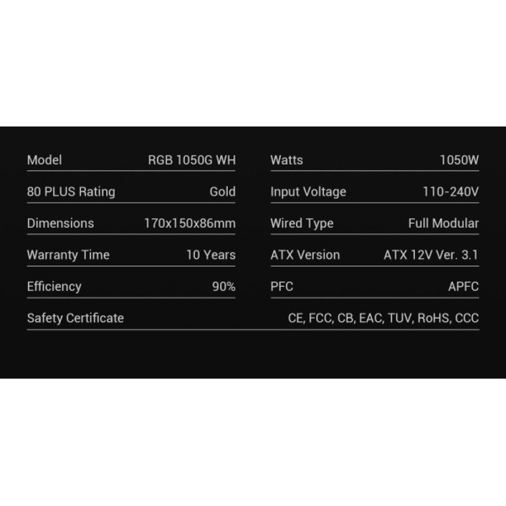 GAMEMAX RGB 1050G WH