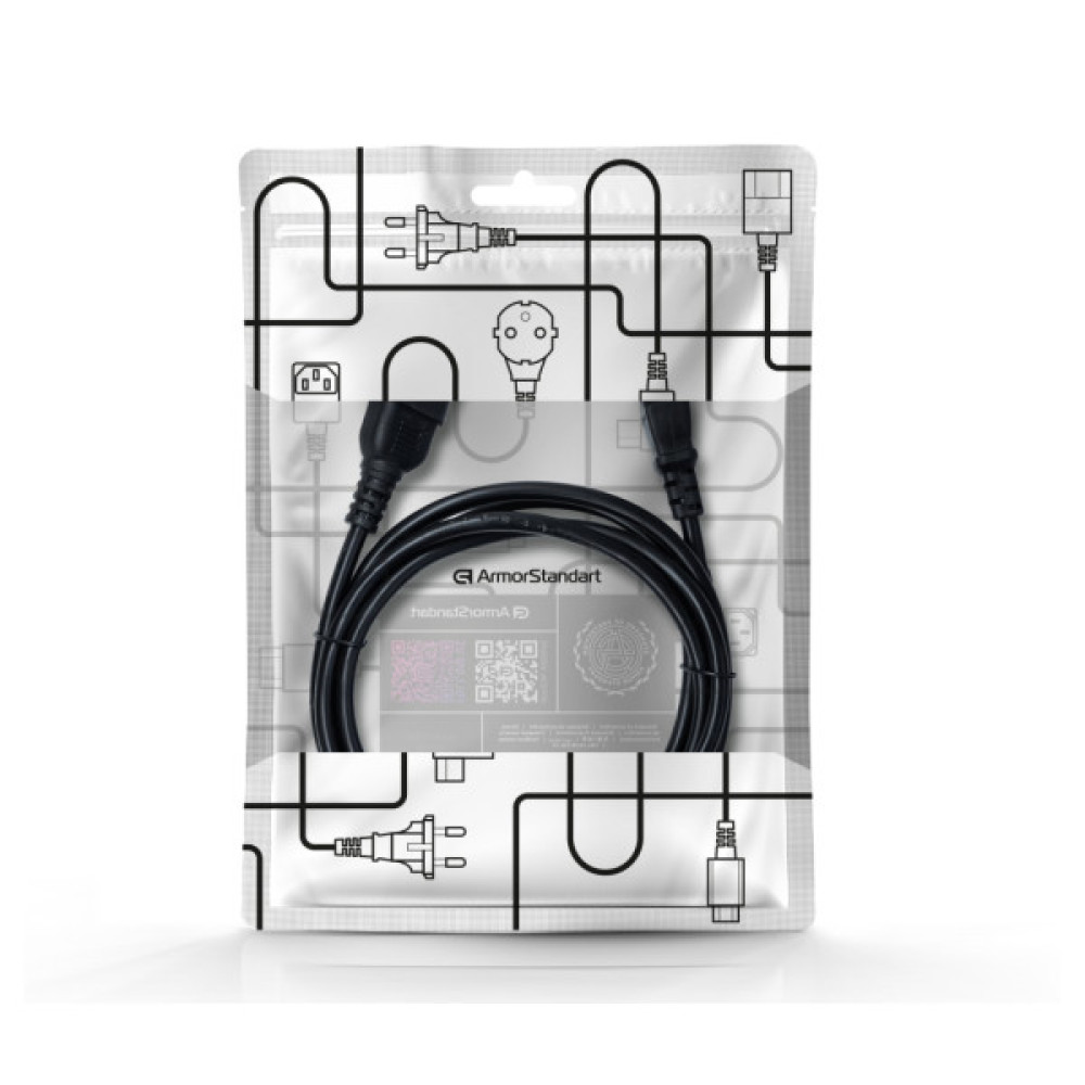Кабель живлення C13 to C14 2.0m black Armorstandart (ARM73125)