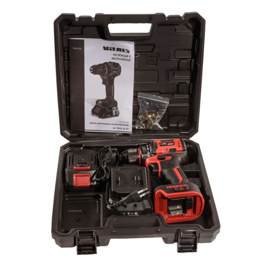 Шуруповерт Vitals Master, AU 1832c BL Kit, 18V, АКБ 1x2Ah, 32Нм, 400·1400об/хв, кейс, 2.2кг (235330)