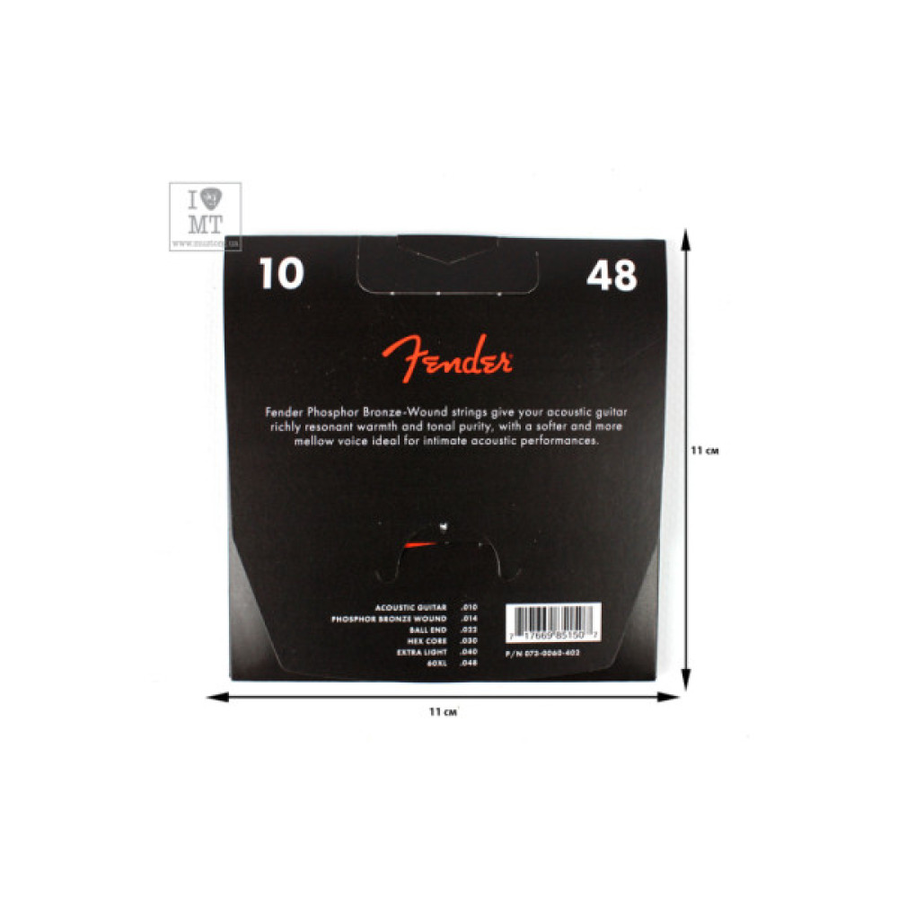 Струни для гітари Fender 60XL Phosphor Bronze Acoustic Strings (10-48) (21764)