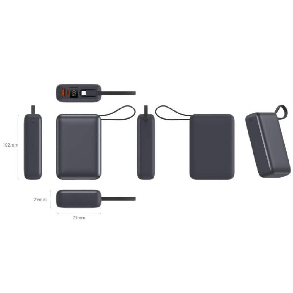 Батарея універсальна Vinga 20000 mAh 45W Display Cable (VPBB2045C)