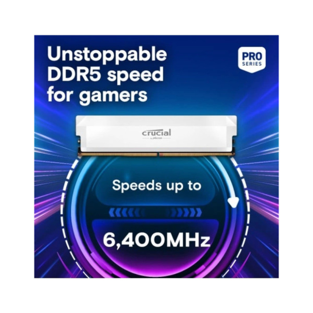 Модуль пам'яті для комп'ютера DDR5 64GB (2x32GB) 6000 MHz Crucial Pro Wite Micron (CP2K32G60C40U5W)
