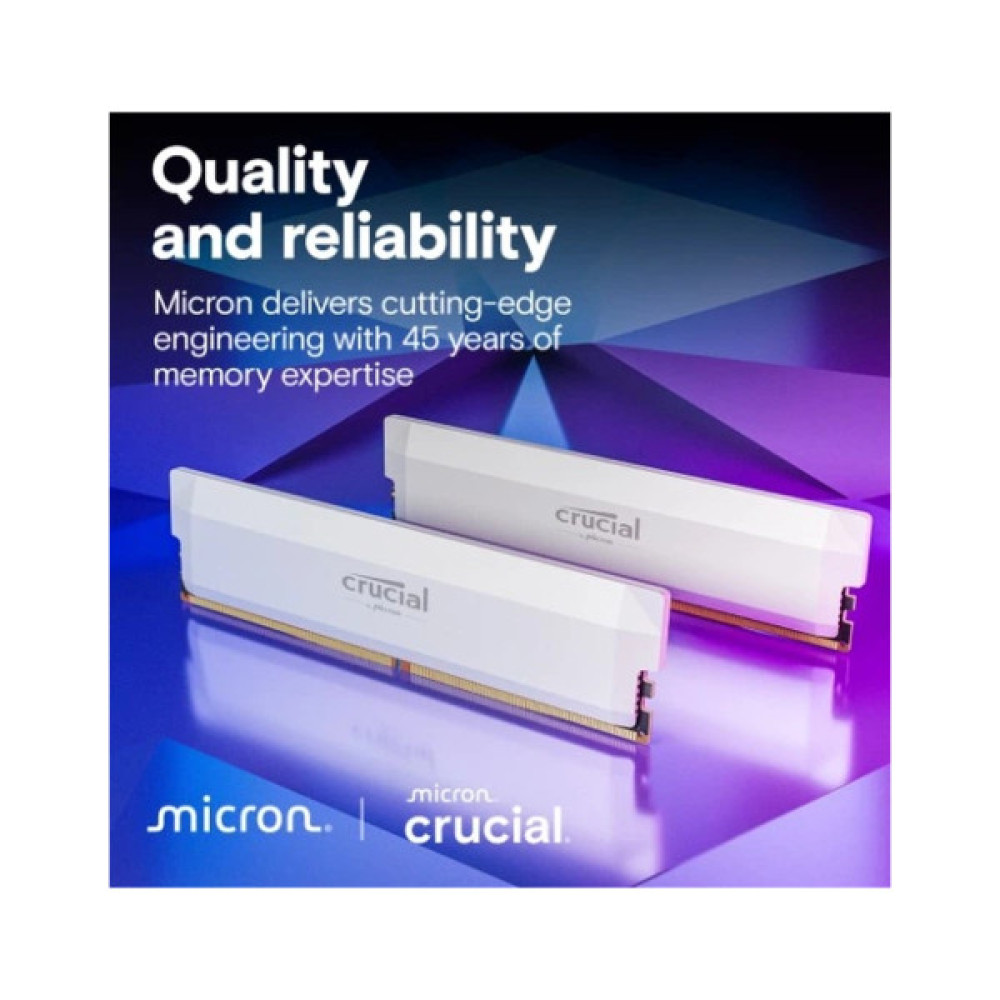 Модуль пам'яті для комп'ютера DDR5 64GB (2x32GB) 6000 MHz Crucial Pro Wite Micron (CP2K32G60C40U5W)