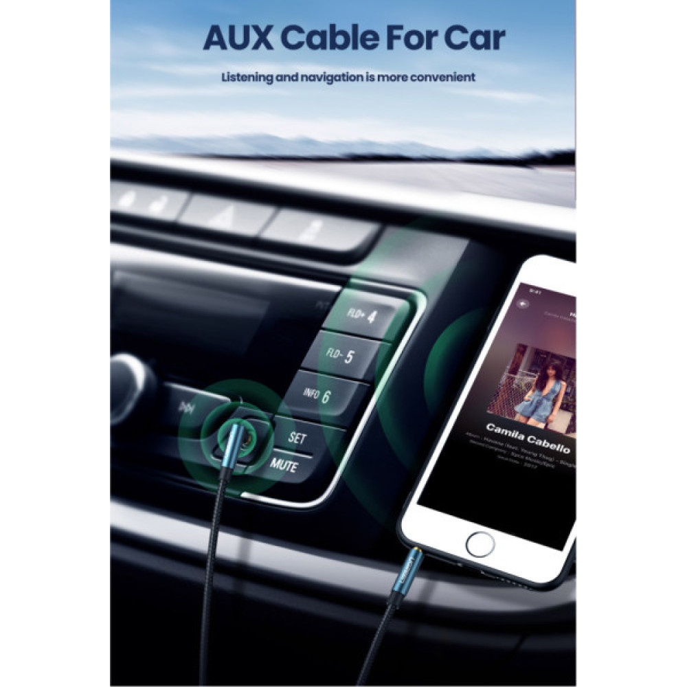 Кабель мультимедійний 3.5mm M to 3.5mm M 1.5m 90° corner AV112 blue Ugreen (60180)