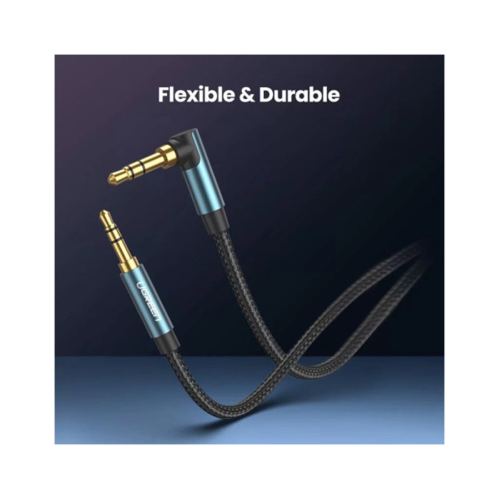 Кабель мультимедійний 3.5mm M to 3.5mm M 1.5m 90° corner AV112 blue Ugreen (60180)