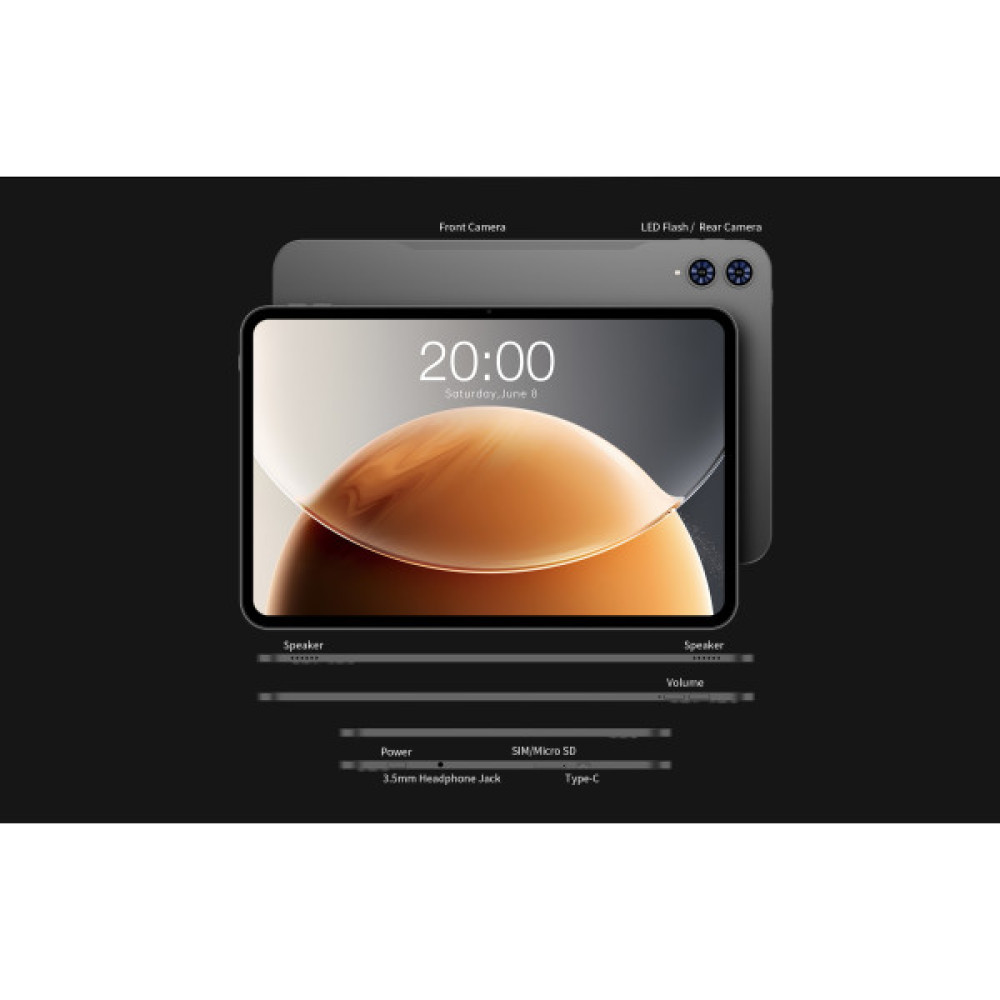 Планшет Teclast T65 13.4" 8ГБ, 128ГБ, LTE, 8000мА•год, Android, сірий