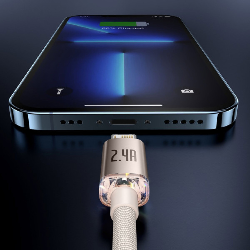Дата кабель USB 2.0 AM to Lightning 1.2m 2.4A pink Baseus (CAJY001104)