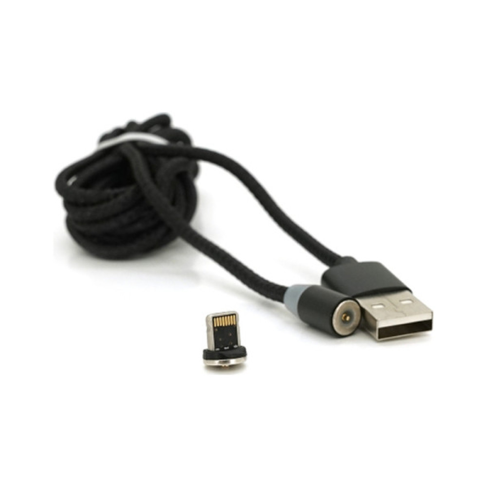Дата кабель USB 2.0 to Lightning 2.0m 2A magnetic nylon black PiPo (18166)