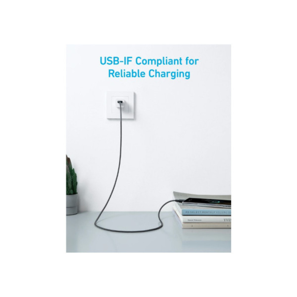 Дата кабель USB 2.0 AM to USB-C 0.9m 322 Black Anker (A81H5G11)