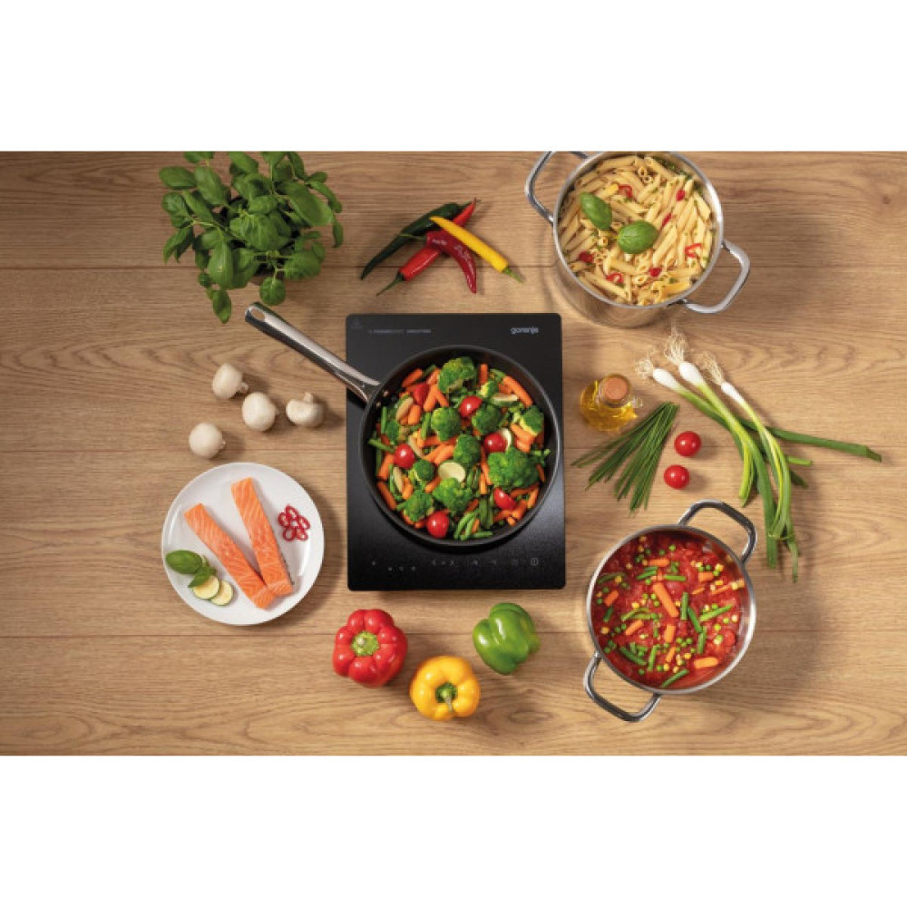 Плитка настільна Gorenje індукційна, конфорок - 1 на 2кВт, керування - сенсорне, таймер, чорний