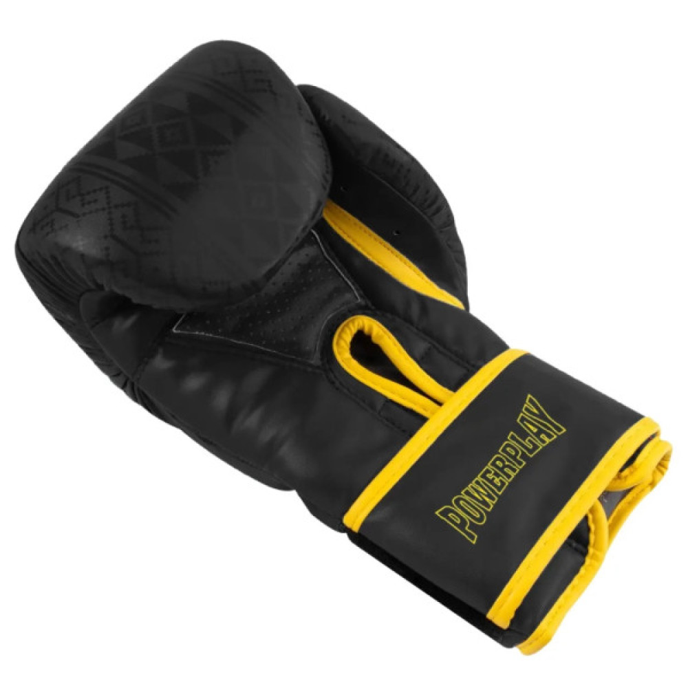 Боксерські рукавички PowerPlay 3021 Ukraine Чорно жовті 8 унцій (PP_3021_8oz_Black/Yellow)