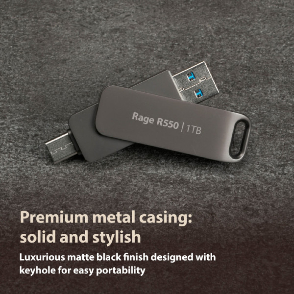 USB флеш накопичувач Patriot 128GB Rage R550 Matte Black USB 3.2/Type-C (PE128GR550DSAD)