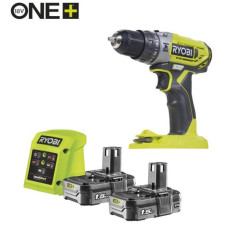 Шурупокрут-дриль ударний акумуляторний Ryobi ONE+ R18PD2-215G 18В 2х1.5А·год ЗП 40Нм 400·1350об·хв 1кг