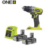 Шурупокрут-дриль ударний акумуляторний Ryobi ONE+ R18PD2-215G 18В 2х1.5А·год ЗП 40Нм 400·1350об·хв 1кг