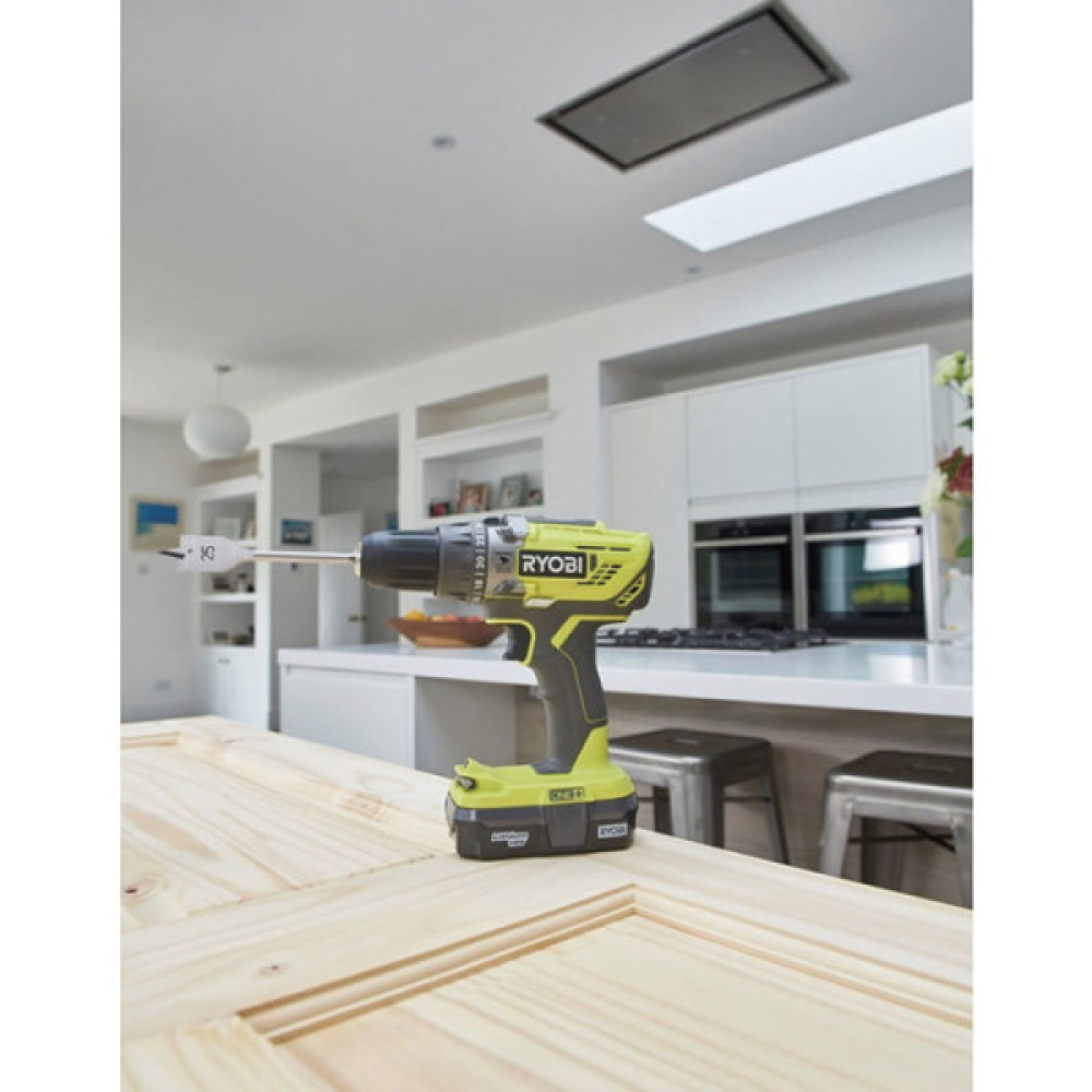 Шурупокрут-дриль ударний акумуляторний Ryobi ONE+ R18PD2-215G 18В 2х1.5А·год ЗП 40Нм 400·1350об·хв 1кг