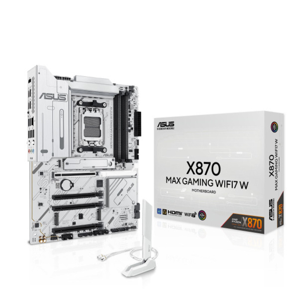 Материнcька плата ASUS X870 MAX GAMING WIFI7 W sAM5 X870 4xDDR5 M.2 HDMI USB Type-C WiFi BT ATX білий