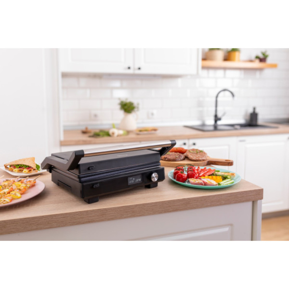 Гриль Gorenje прижимний 2100Вт, темп. режимів-7, з`ємні пластини, розкриття на 180°, метал, чорний
