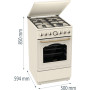 Плита Gorenje комбінована, 70л, 50x60см, дисплей, газ-контроль, чавун, слонової кістки