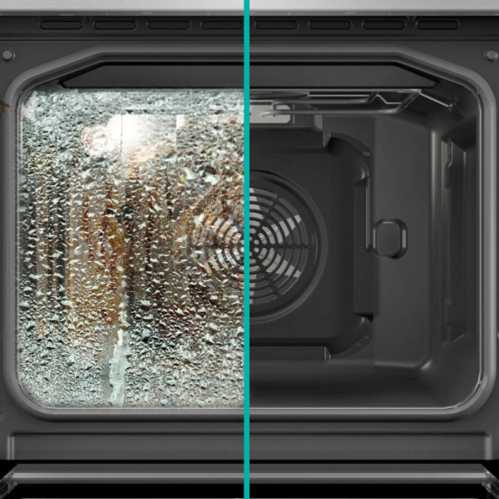 Плита Gorenje комбінована, 70л, 50x60см, дисплей, газ-контроль, чавун, слонової кістки