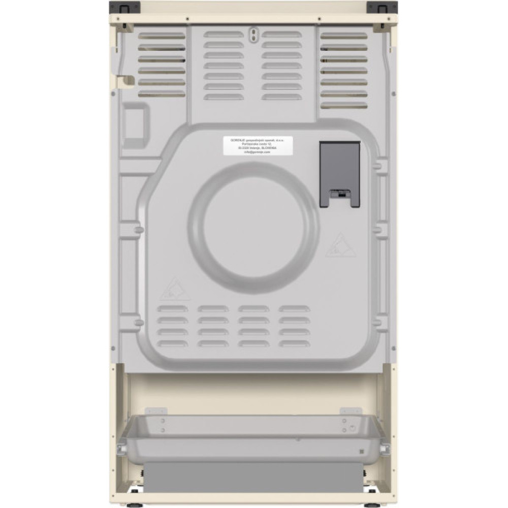 Плита Gorenje комбінована, 70л, 50x60см, дисплей, газ-контроль, чавун, слонової кістки