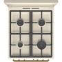 Плита Gorenje комбінована, 70л, 50x60см, дисплей, газ-контроль, чавун, слонової кістки