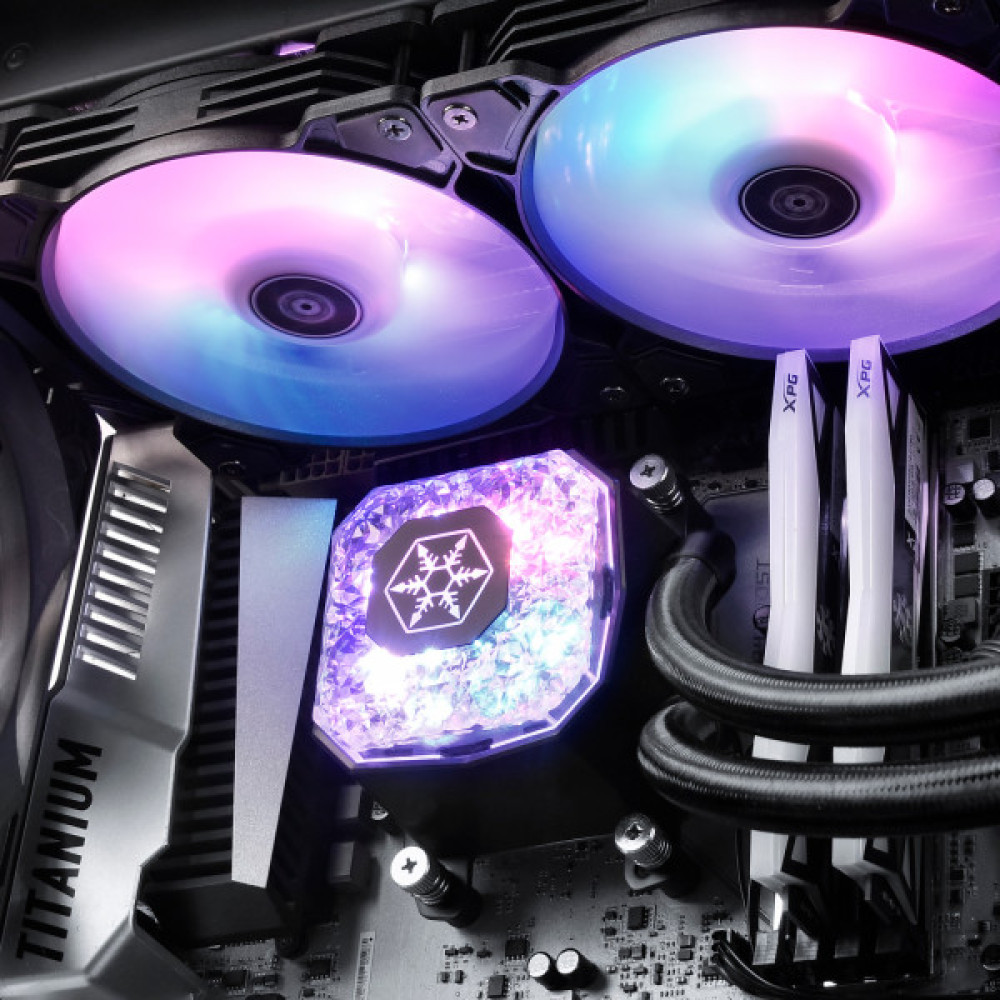 Система рідинного оxолодження SilverStone Icegem 240P-ARGB, LGA2066, 2011, 1366, 115x, 1366, TRX4TR4, AM4, AM3, AM3+, AM2, AM2+, FM1, FM2, TDP280W, чорний