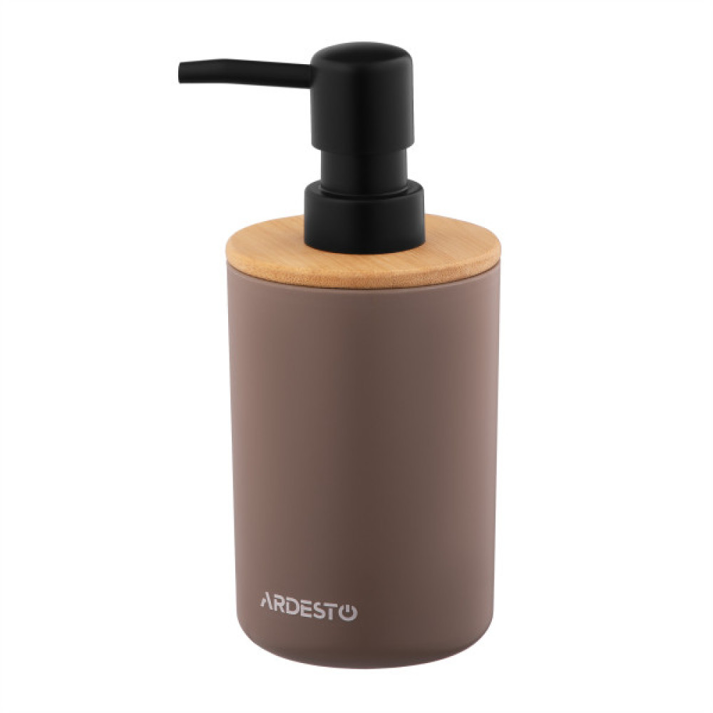 Набір для ванної кімнати Ardesto Minimalism 360мл, 3 предмети, поліпропілен, бамбук, тауп