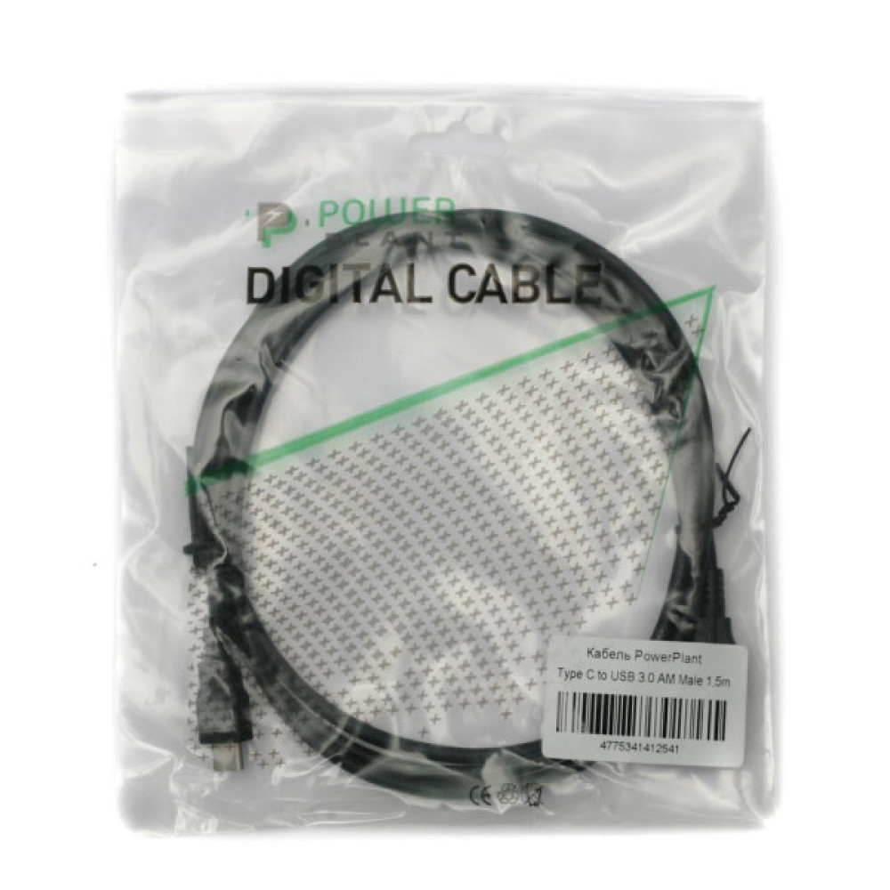 Дата кабель USB 3.0 AM to USB-C 1.5m PowerPlant (KD00AS1254)