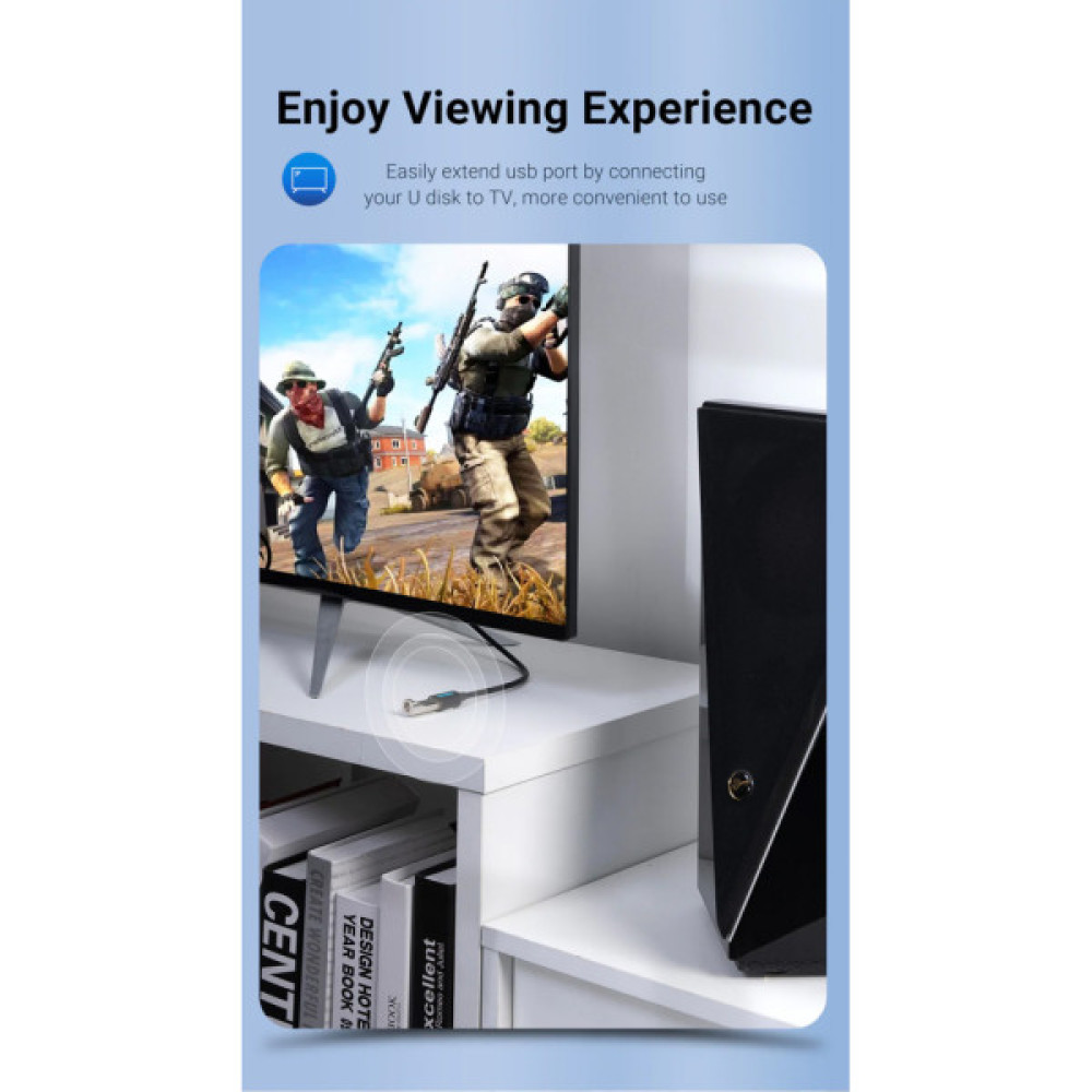 Дата кабель USB 2.0 AM/AF 1.5m black VENTION (CBIBG)