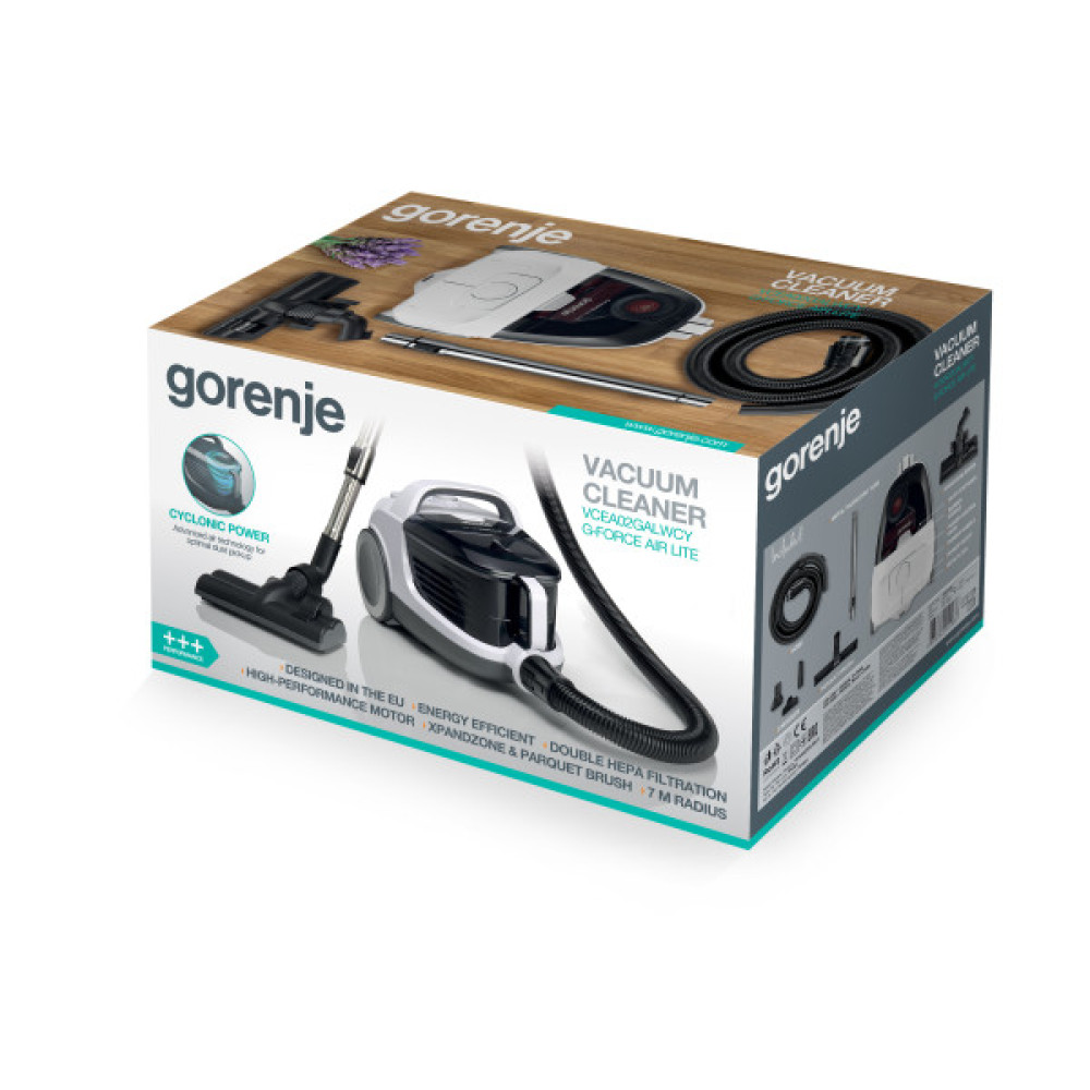 Пилосос Gorenje контейнерний, 700Вт, конт пил -3.3л, HEPA, щітка Xpand Zone, чорний