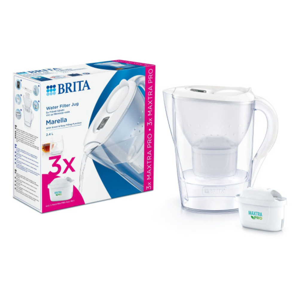 Фільтр-глечик Brita Marella Memo MXPro 2.4л (1.4л очищеної води) з фільтр-картриджем 3шт, білий