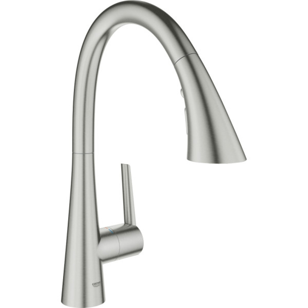 Змішувач для кухні Grohe Scala, довж.виливу - 231мм, поворотний/витяжний, 1важіль, супер сталь