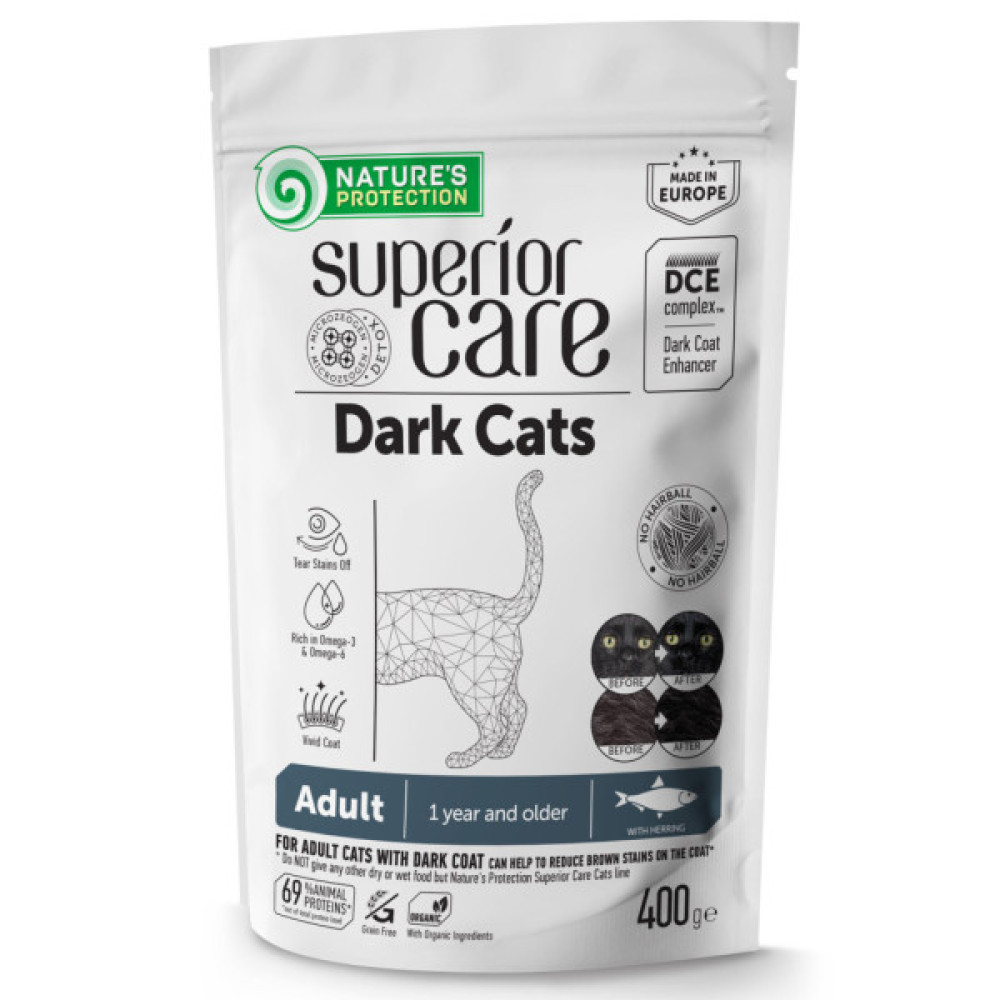 Сухий корм для кішок Nature's Protection Superior Care Dark Cats Grain Free Herring 400 г (NPSC47780)