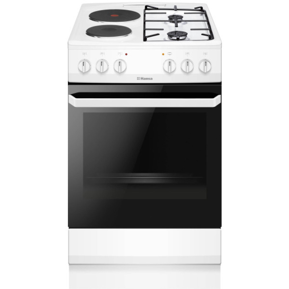 Плита Hansa з комбі. вар. поверхнею, 50х60см, 62л, емаль, газ контр., білий