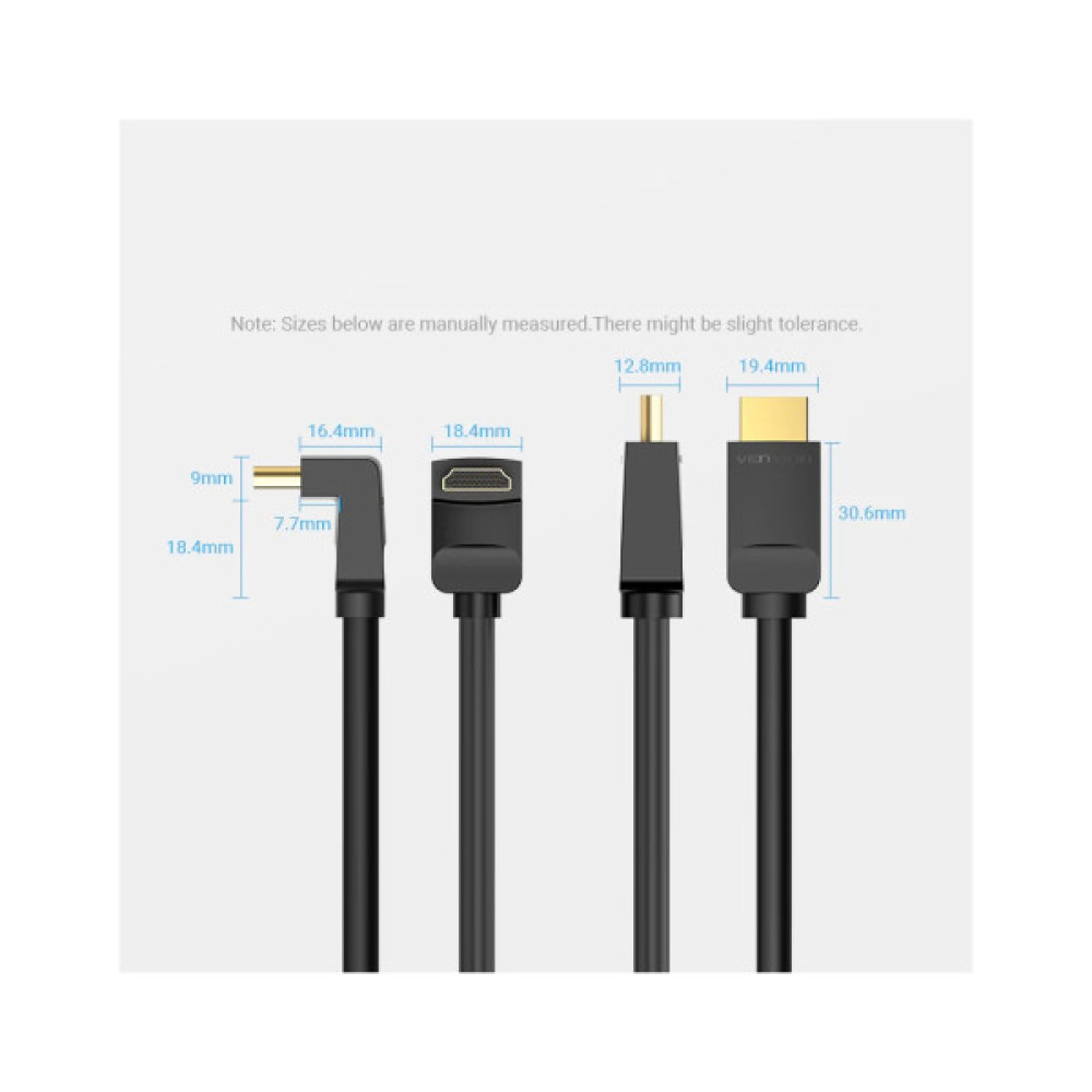 Кабель мультимедійний HDMI M to HDMI M 3.0m 90° corner black Vention (AAQBI)