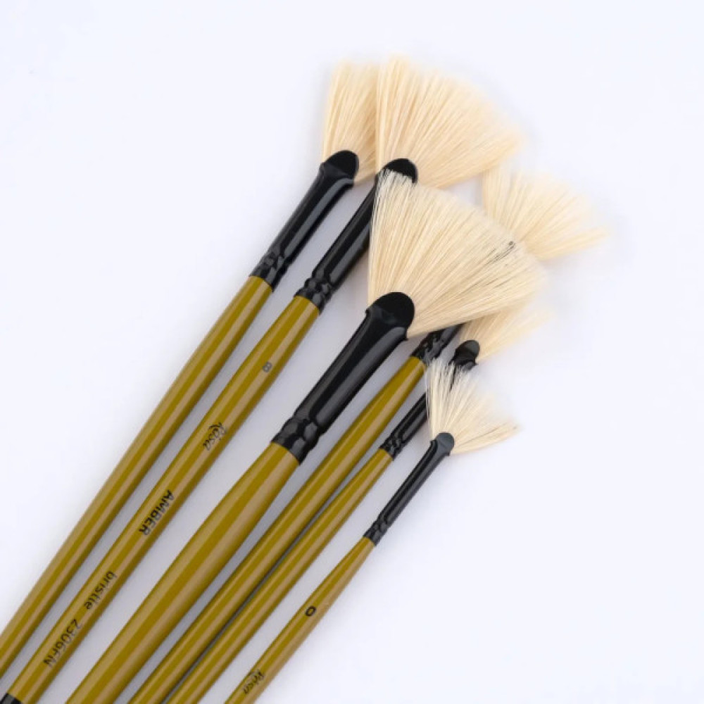 Пензлик для малювання Rosa Щетина віялова, AMBER 2306FN, №0 (4823098533610)