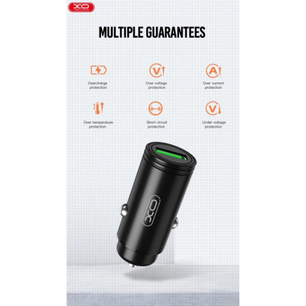 Зарядний пристрій XO USB QC3.0 black (CC39-BK)
