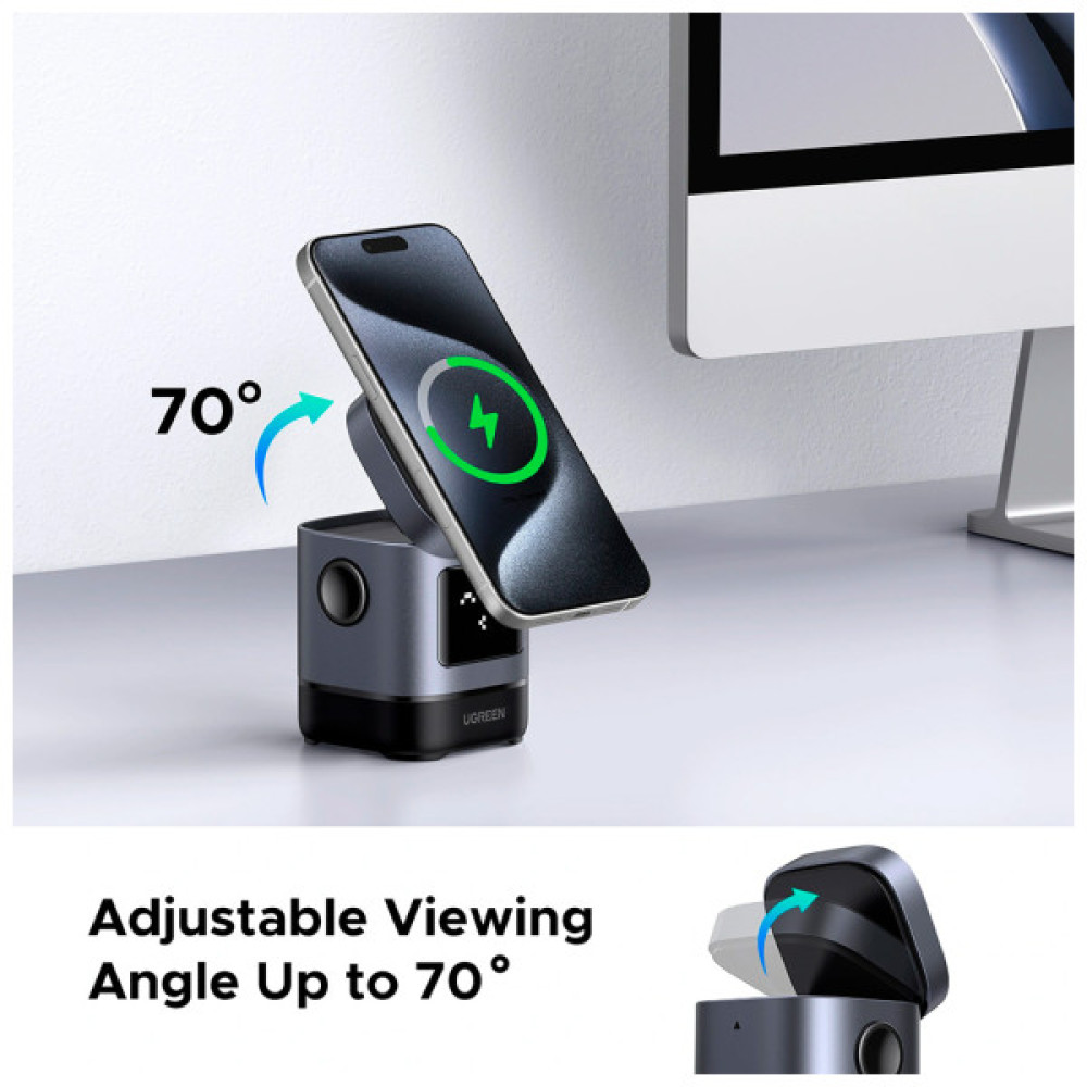 Зарядний пристрій Ugreen 2-in-1 wireless iPhone + AirPods W709 gray (45775)