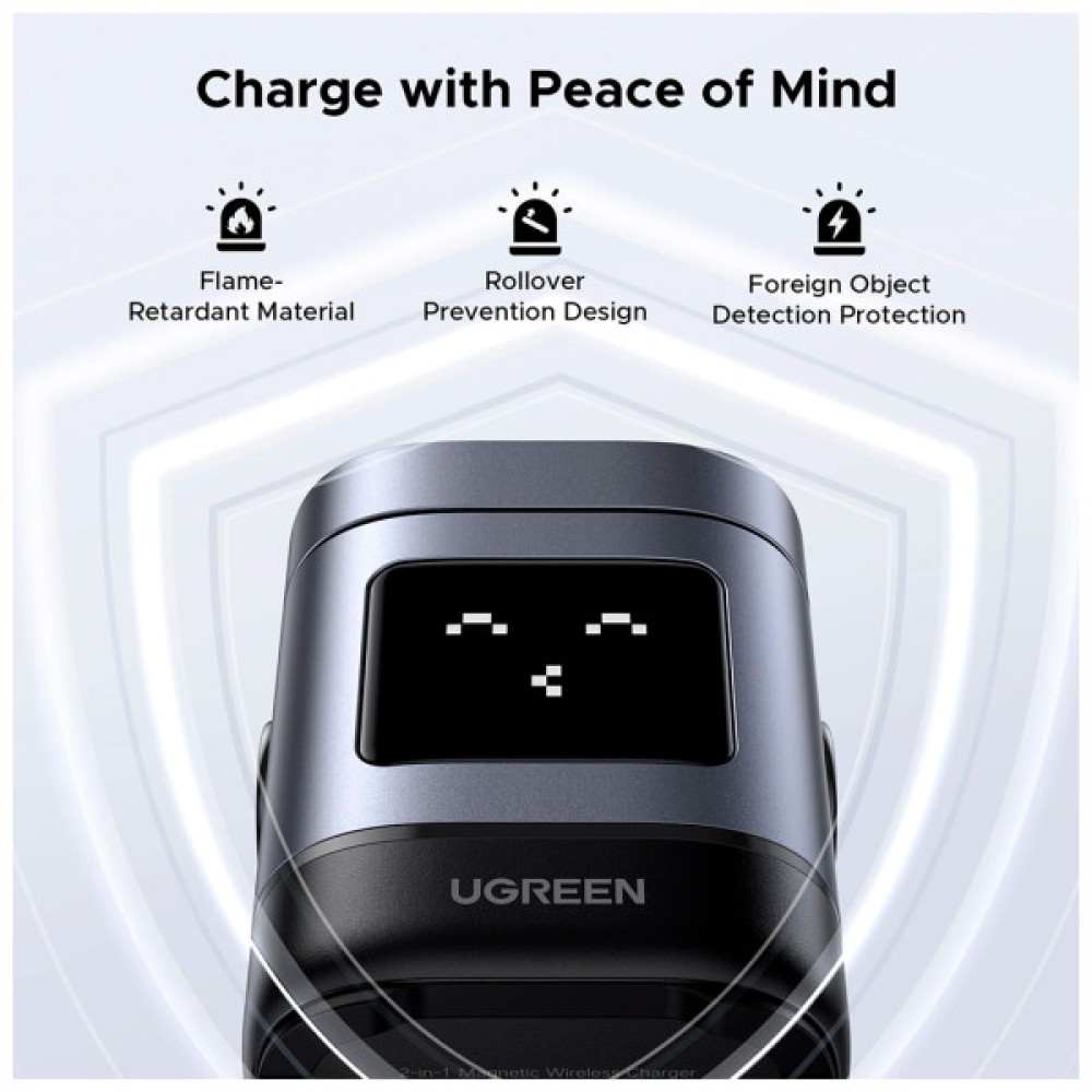 Зарядний пристрій Ugreen 2-in-1 wireless iPhone + AirPods W709 gray (45775)
