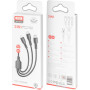 Дата кабель USB 2.0 AM to Lightning + Micro 5P + USB-C 3A black XO (CB-23U3-BK)