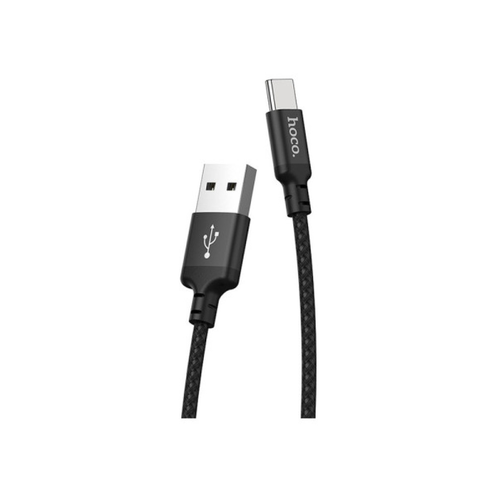 Дата кабель USB 2.0 AM to USB-C 2.0m 2A nylon X14 black HOCO (6957531062929)